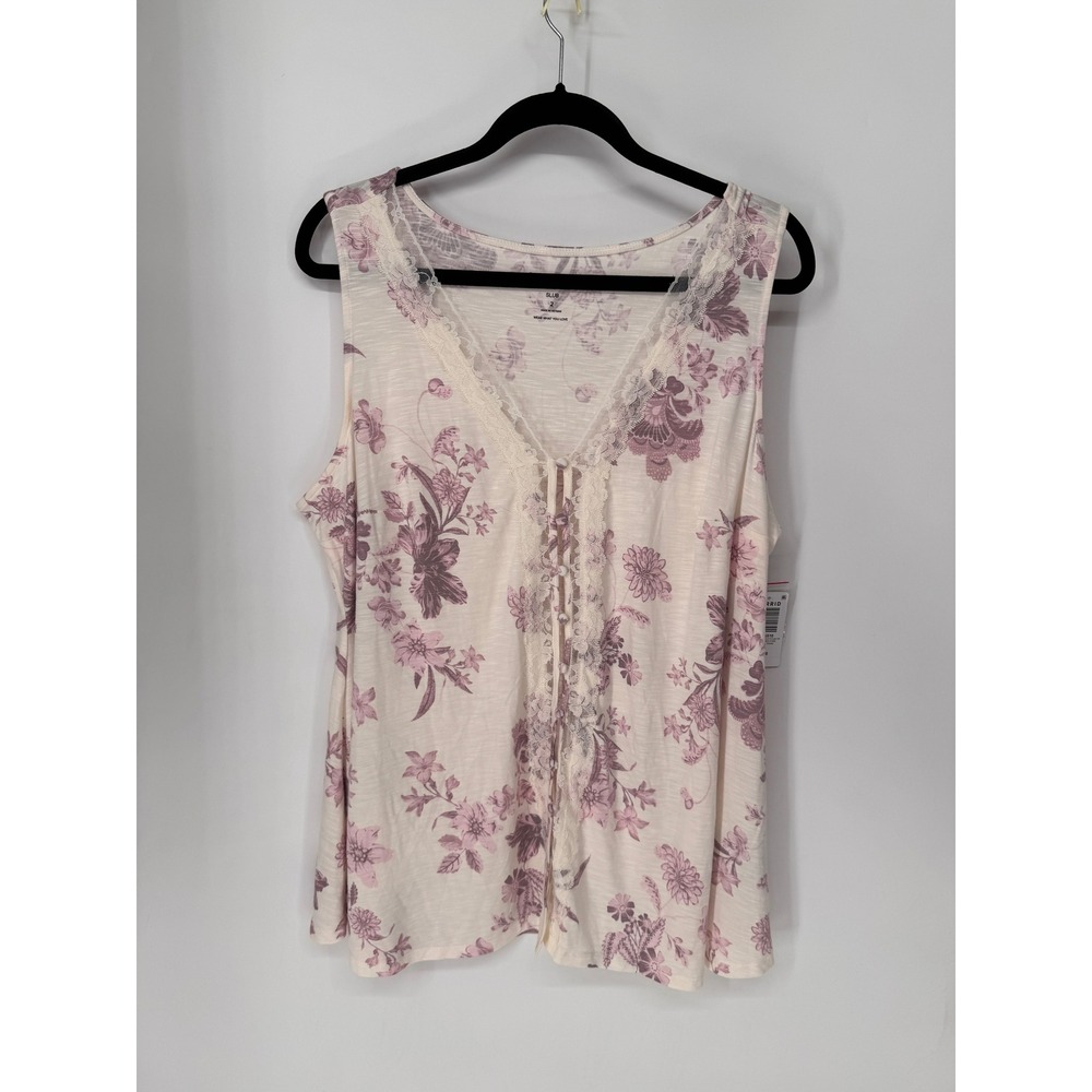 Torrid Top Women 2X Pink NWT Holiday Vines Lace Trim Slub Fit N Flare Sleeveless